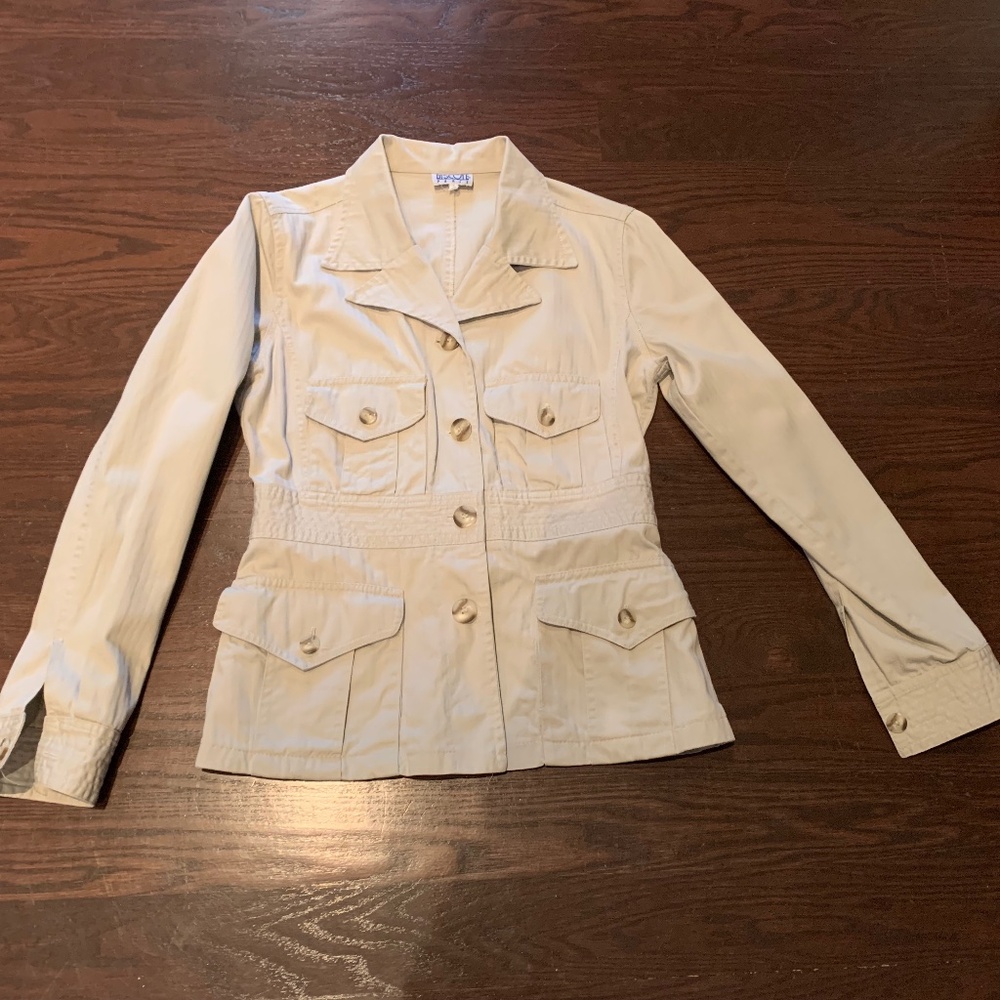 Ladies woven cotton blazer from BISCOTE